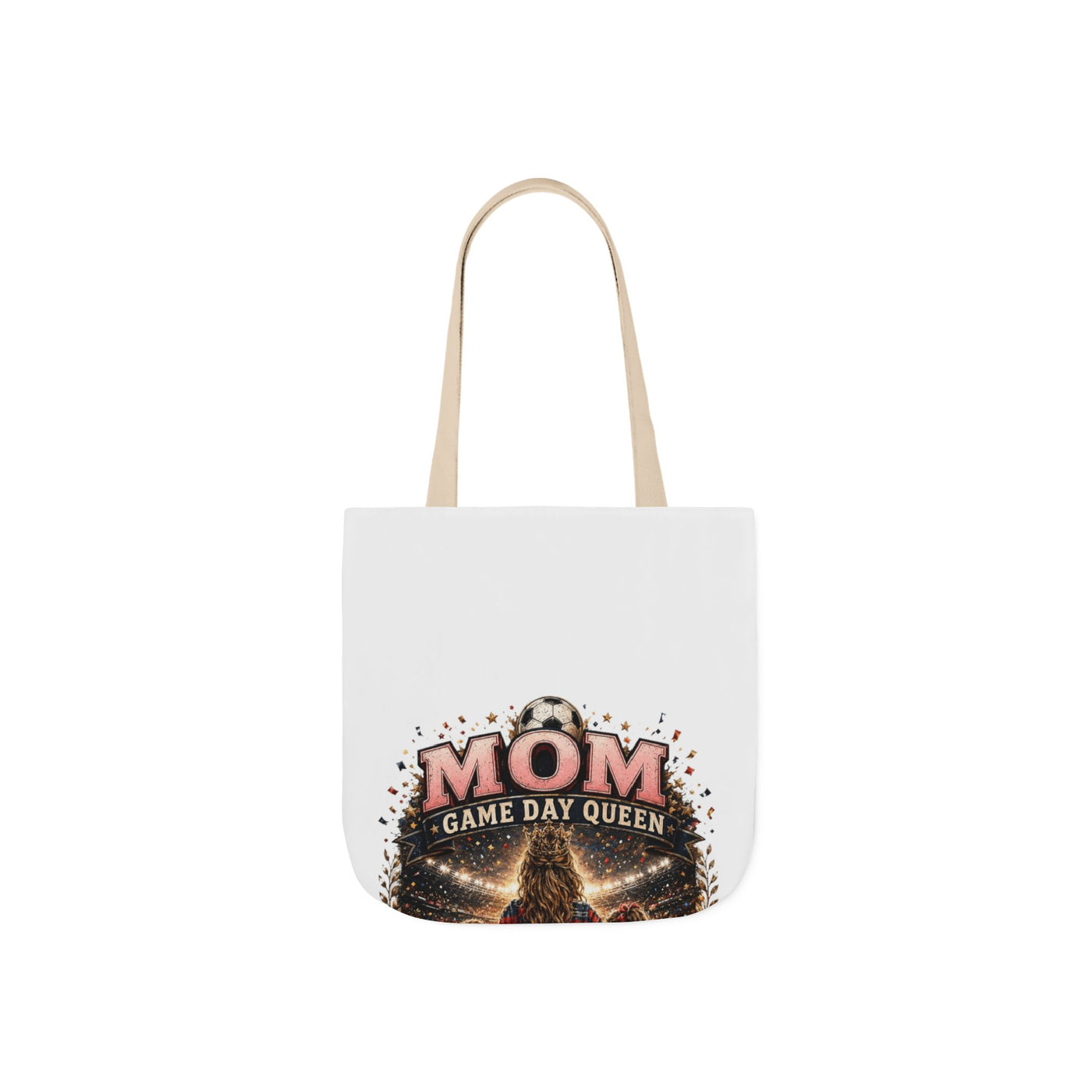 MOM Game Day Queen Tote Bag - Vintage Soccer Match Day Graphic