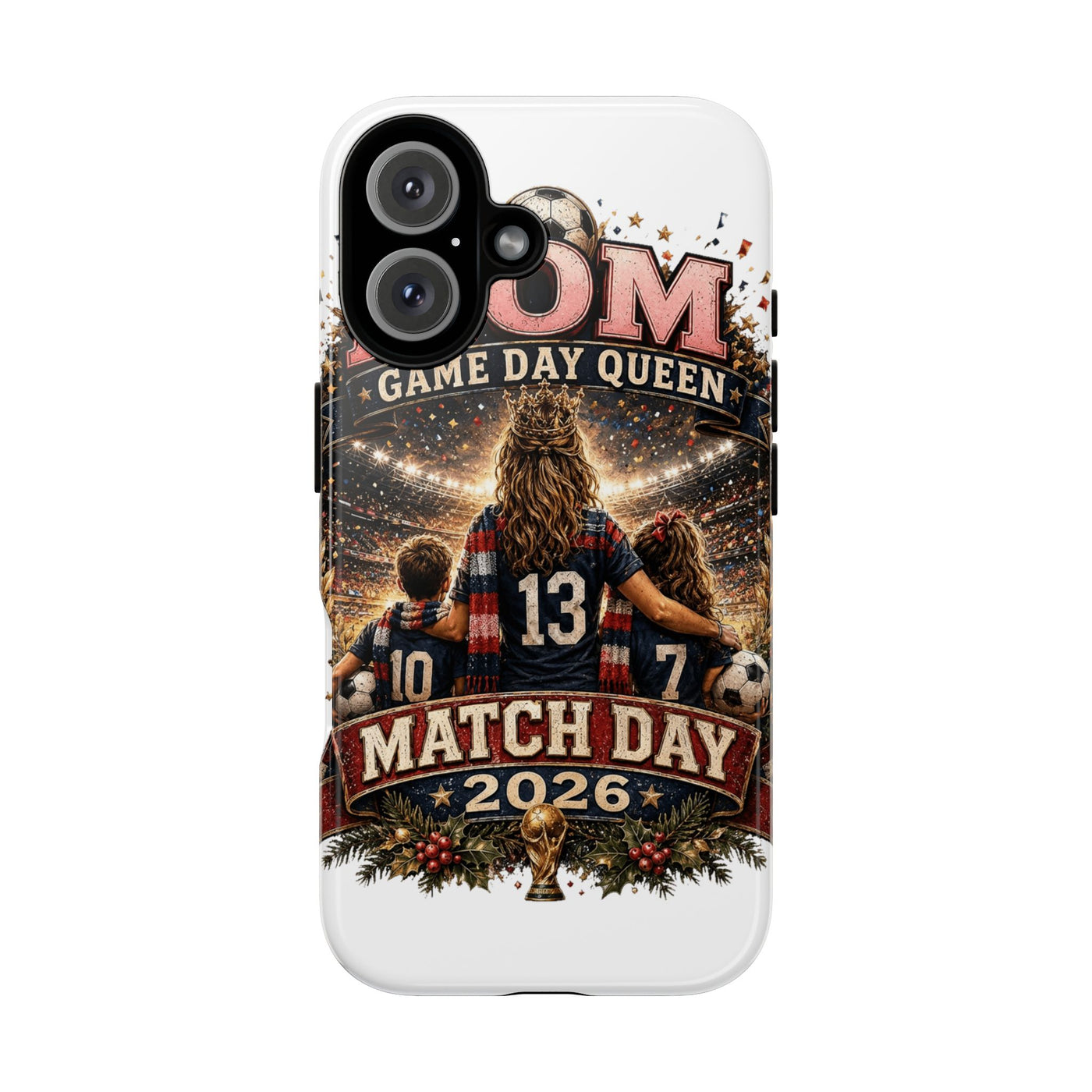 MOM Game Day Queen Phone Case - Vintage Soccer Match Day Graphic