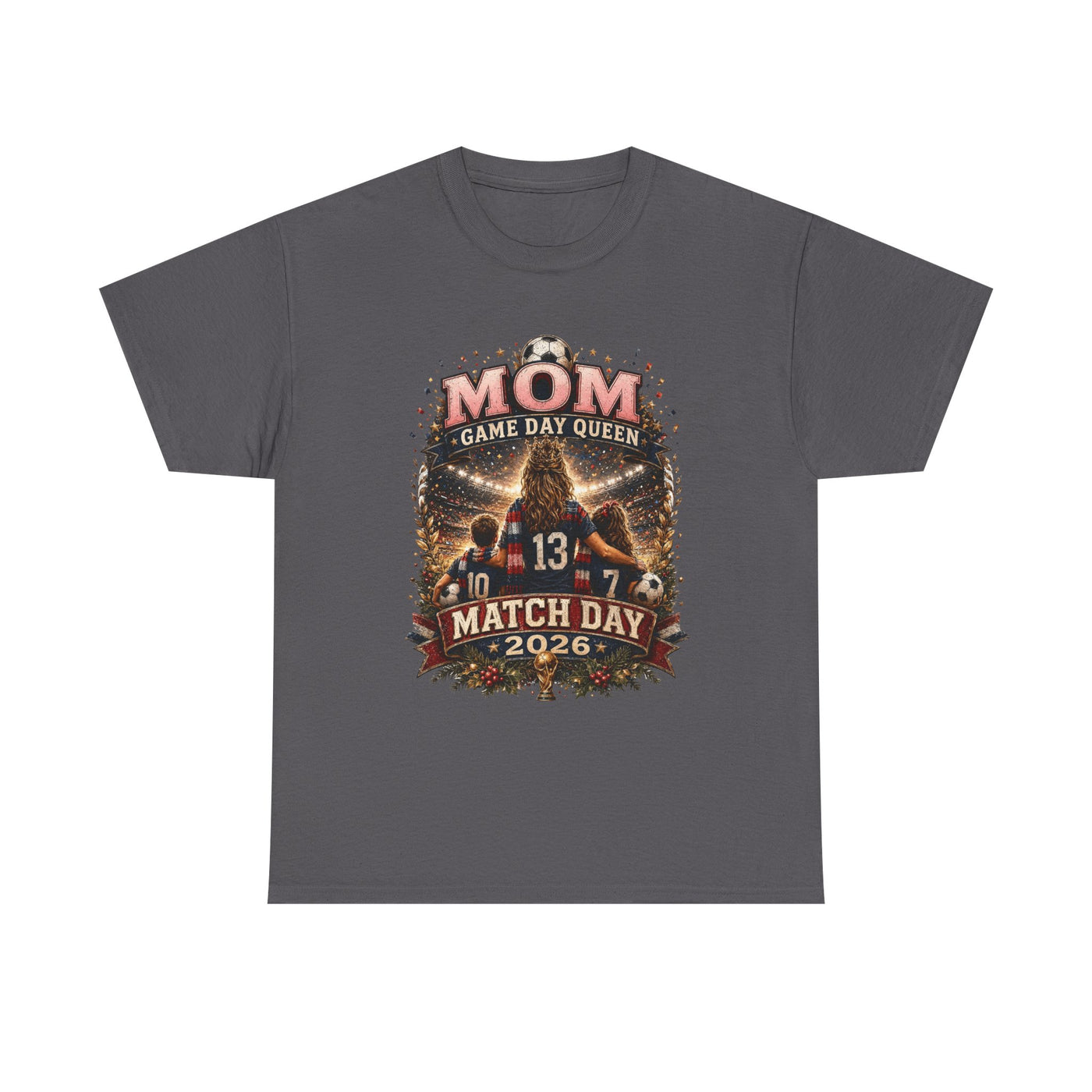 MOM Game Day Queen Tee - Vintage Soccer Match Day Graphic