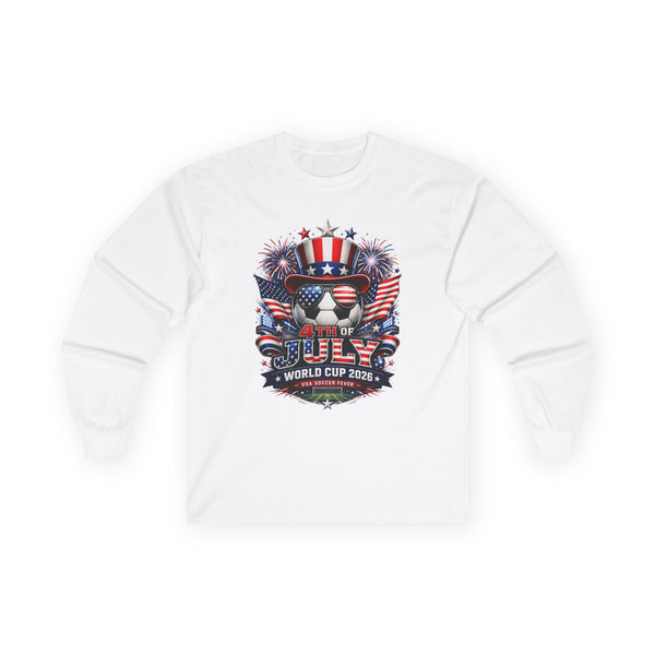 4th of July World Cup 2026 Long Sleeve Tee - Patriotic Graphic