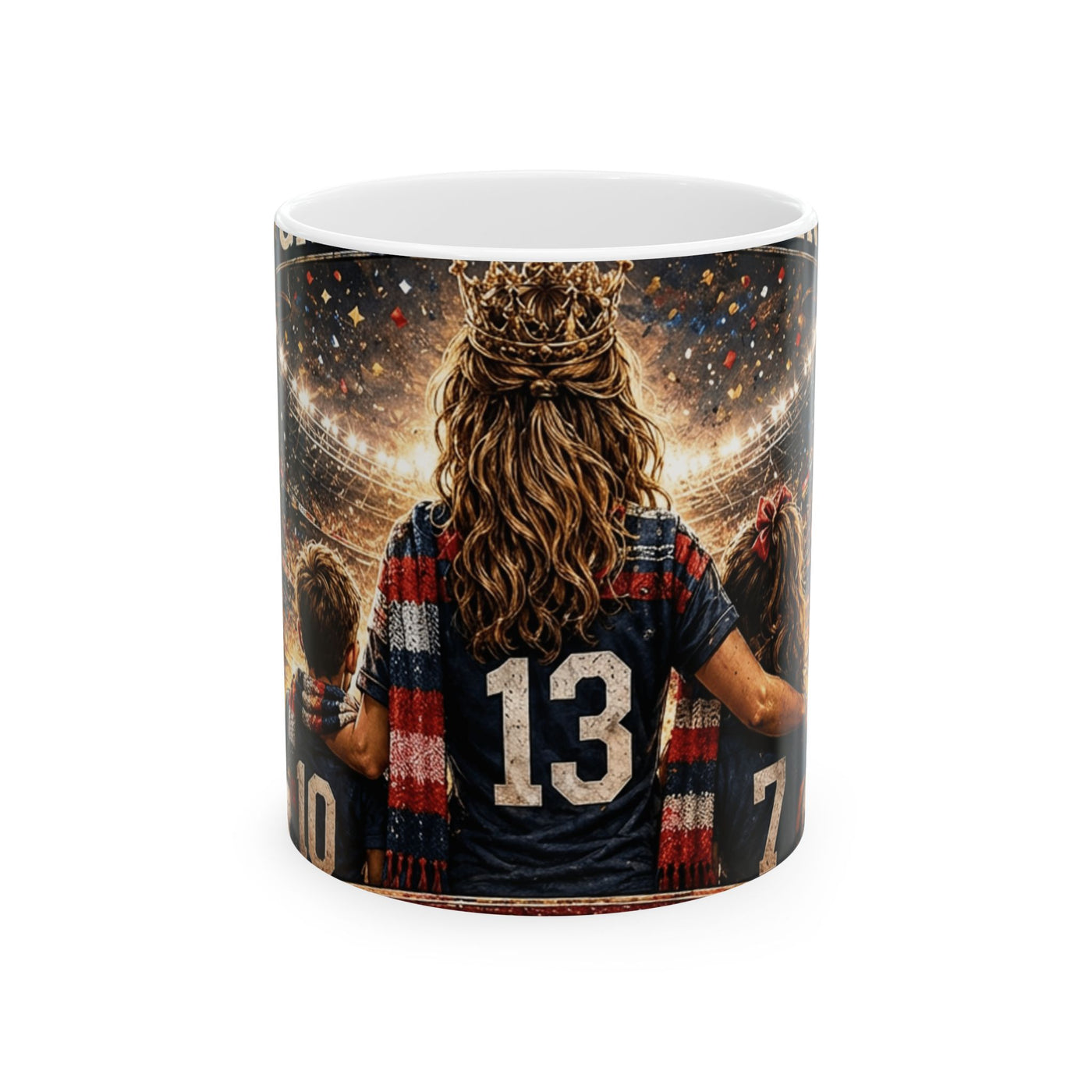 MOM Game Day Queen Mug - Vintage Soccer Match Day Graphic