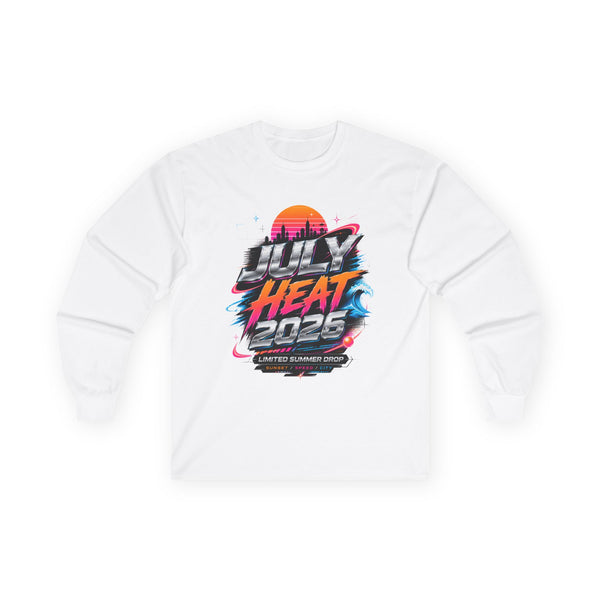 July Heat 2026 Long Sleeve Tee – Retro Sunset Summer Vibes