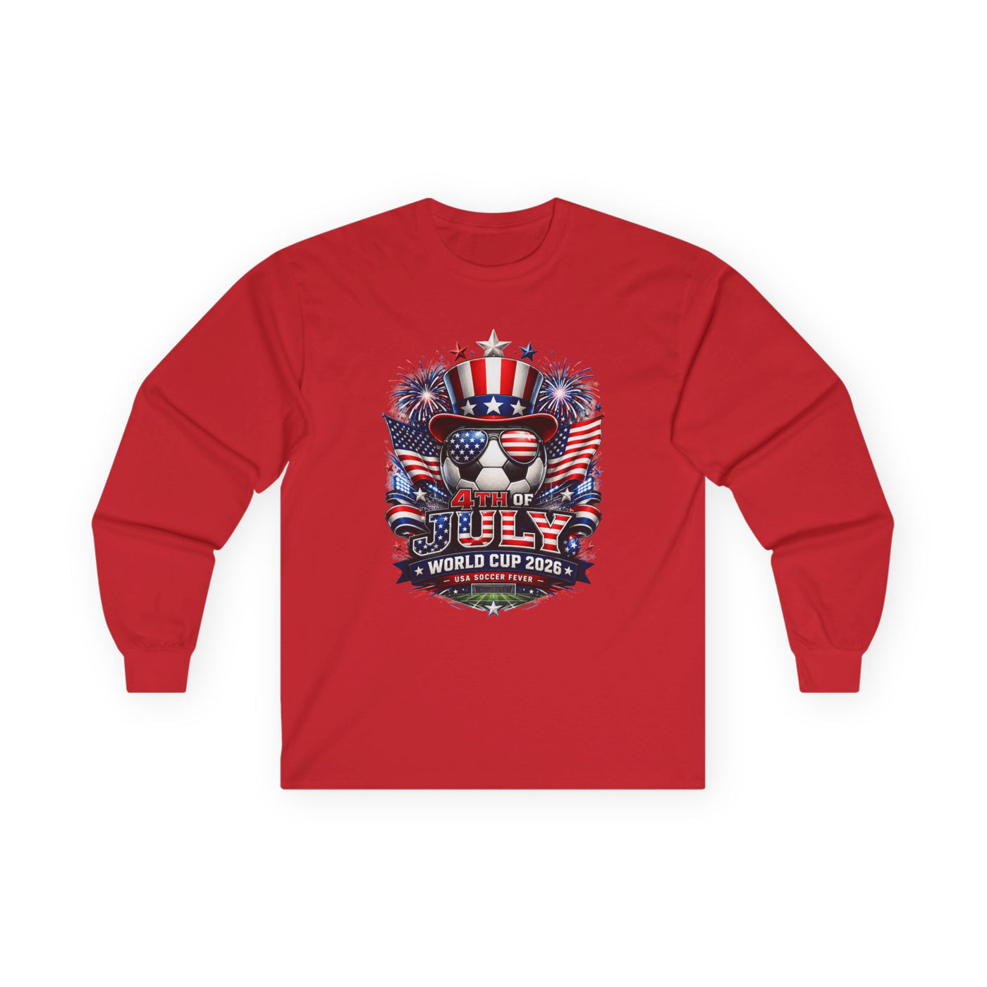 4th of July World Cup 2026 Long Sleeve Tee - Patriotic Graphic