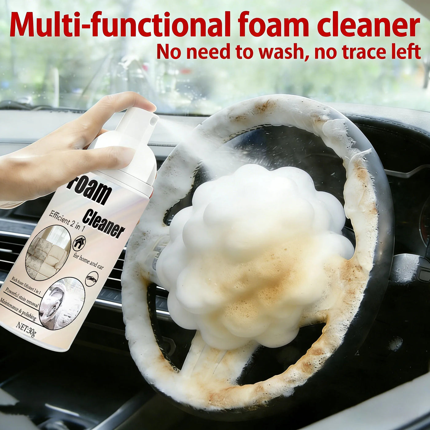 Foam Cleaner Spray for Car Interior Leather Seats
