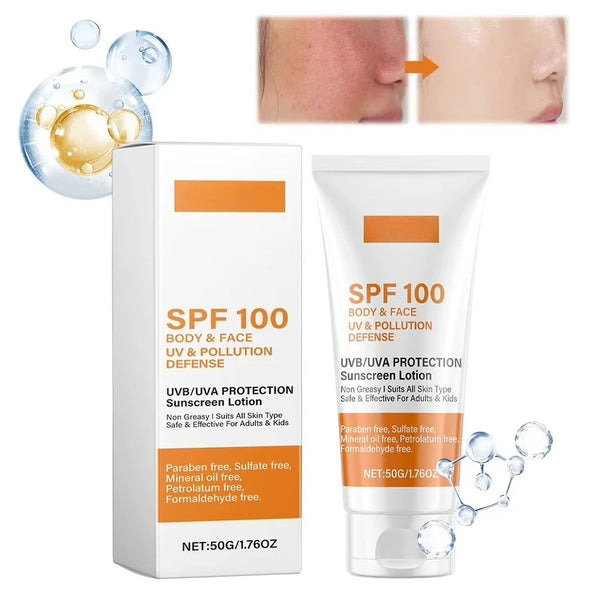 Face & Body Sunscreen Non-Greasy SPF 100+ Facial Sunblock UV