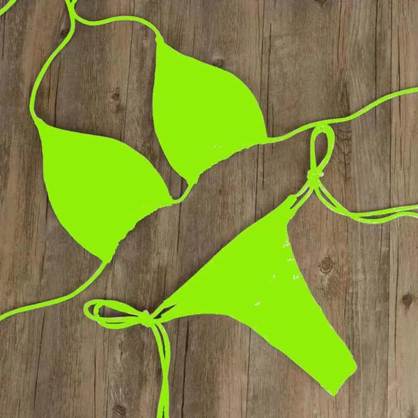 Solid Tie-Side G-String Brazilian Bikini Set