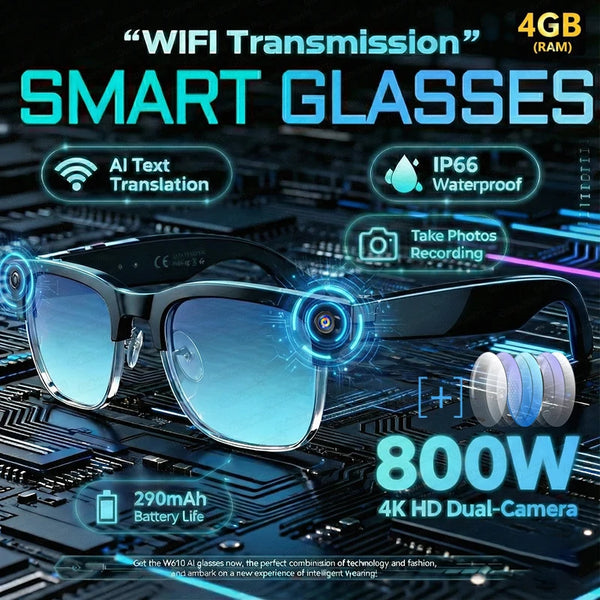 2026 New AI Smart Glasses 4K 8MP HD Camera Video 1080P 100+ 
