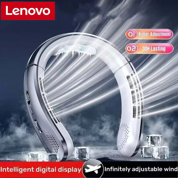 Lenovo 8000mAh USB Hanging Neck Fan Portable Bladeless Mini 