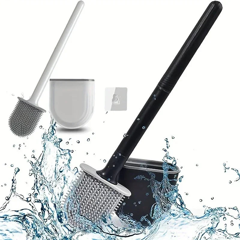 Silicone Toilet Brush & Holder Set, Wall Mounted