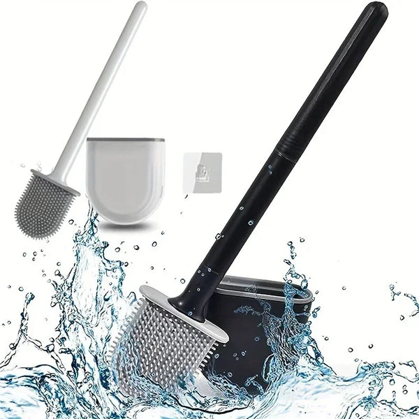 Silicone Toilet Brush & Holder Set, Wall Mounted
