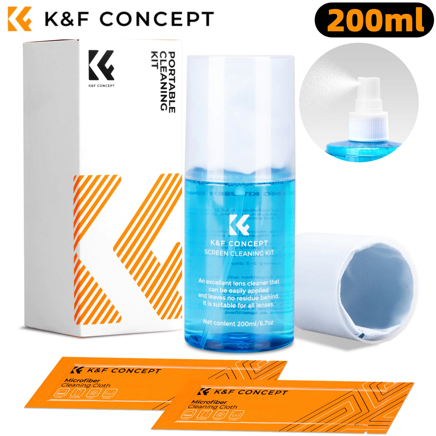 Screen & Lens Cleaner Spray Kit with 2 Microfiber Cloths
