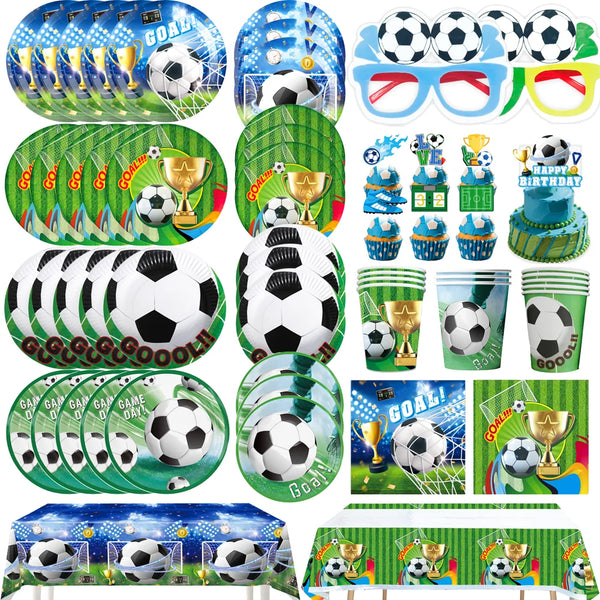 Soccer Party Decoration Set - Football Theme Tableware & Balloons