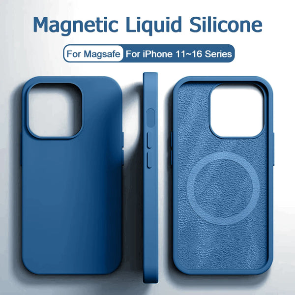 Magnetic Liquid Silicone Shockproof Case For iPhone 16 15 14