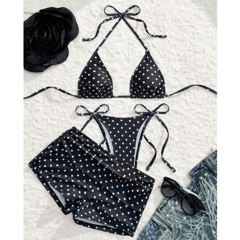 Dot 3-Piece Brazilian Bikini Set Beach Swimwear