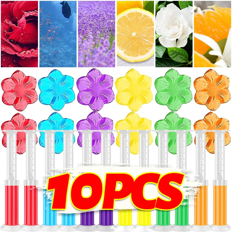 Drain & Toilet Cleaner Gel 10pcs - Fresh Flower Aromatic Air Freshener Odor