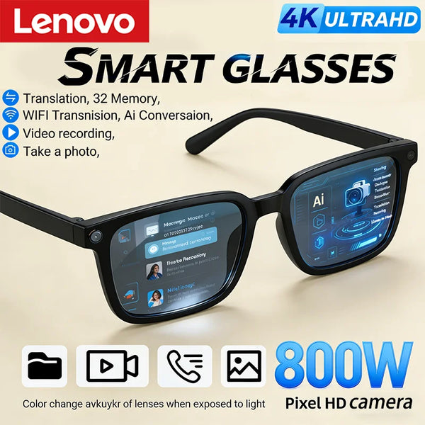 Lenovo AI Smart Glasses AI Translation 8MP HD Camera 4K Shoo