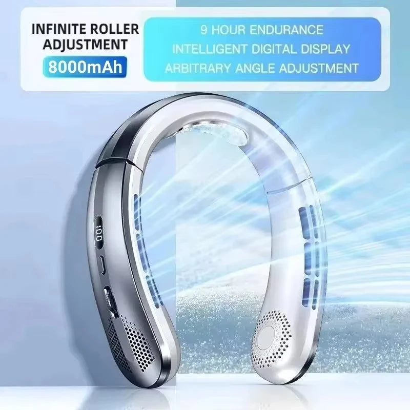Lenovo 8000mAh USB Hanging Neck Fan Portable Bladeless Mini 