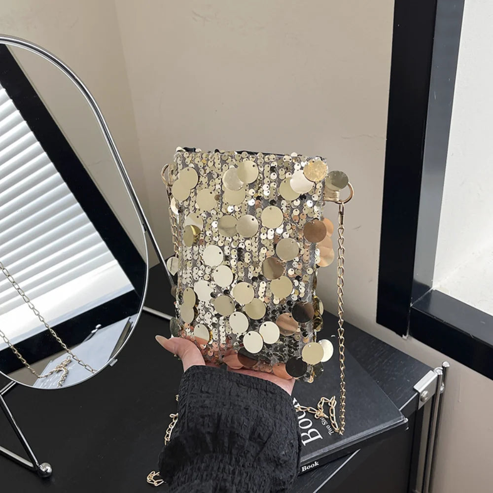 Sequined Shoulder Bag - Phone Purse Crossbody