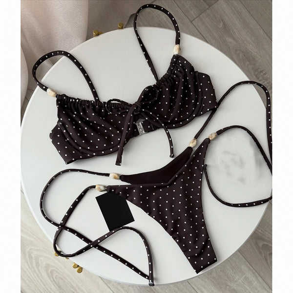 Push Up Bikinis 2026 Sexy Women Swimsuit Swimwear Female Bikini Set Beads Biquini Bathing Suit Dot Swimming Suit Beach