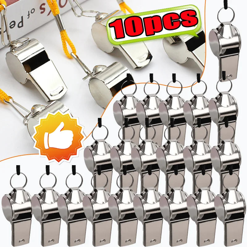 Loud Stainless Steel Fan Whistle with Lanyard - Cheer Whistle