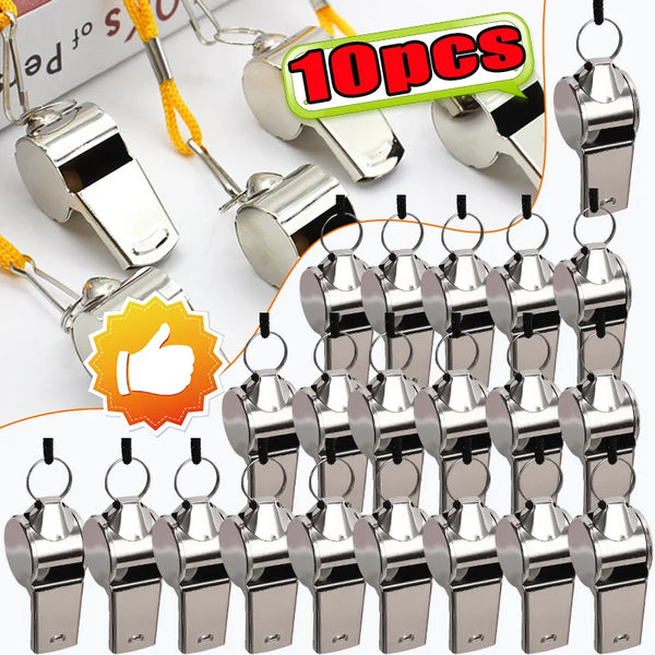Loud Stainless Steel Fan Whistle with Lanyard - Cheer Whistle