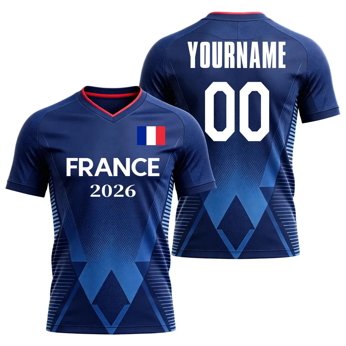 France 2026 Flag Print Soccer Fan Jersey - Custom Name & Number Quick-Dry Tee