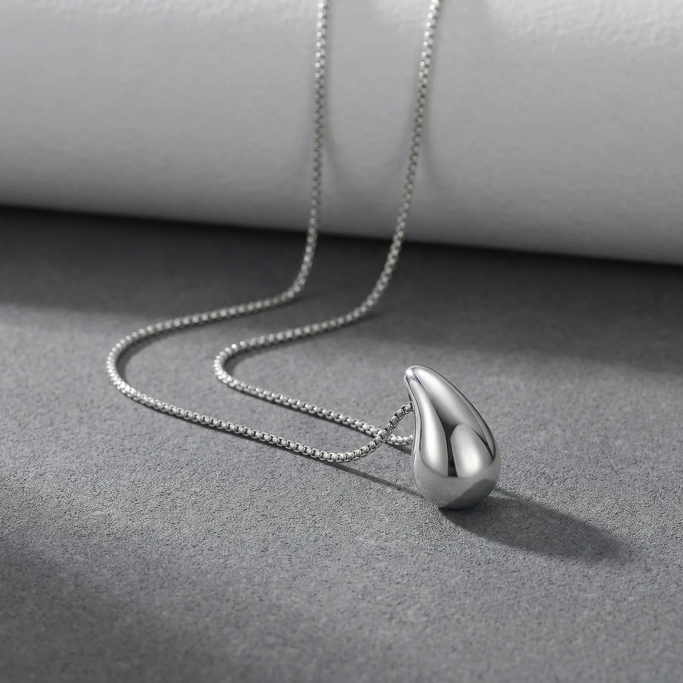 Waterdrop Pendant Necklace - Stainless Steel Snake Chain