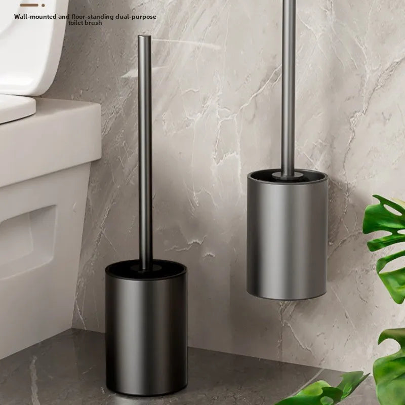 Wall-Hanging Aluminum Toilet Brush, No-Drill