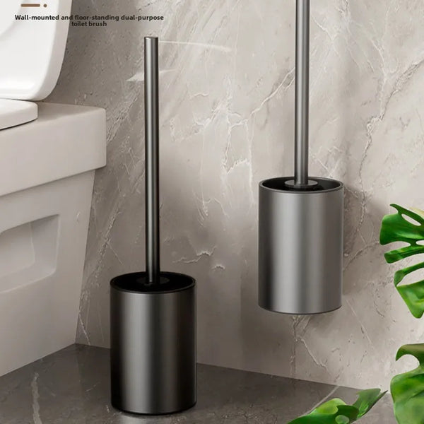 Wall-Hanging Aluminum Toilet Brush, No-Drill