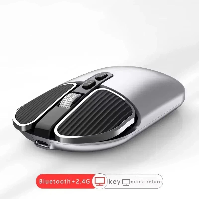 Mute Wireless Bluetooth Mouse - 2.4GHz Dual Mode Rechargeable Ultra Thin
