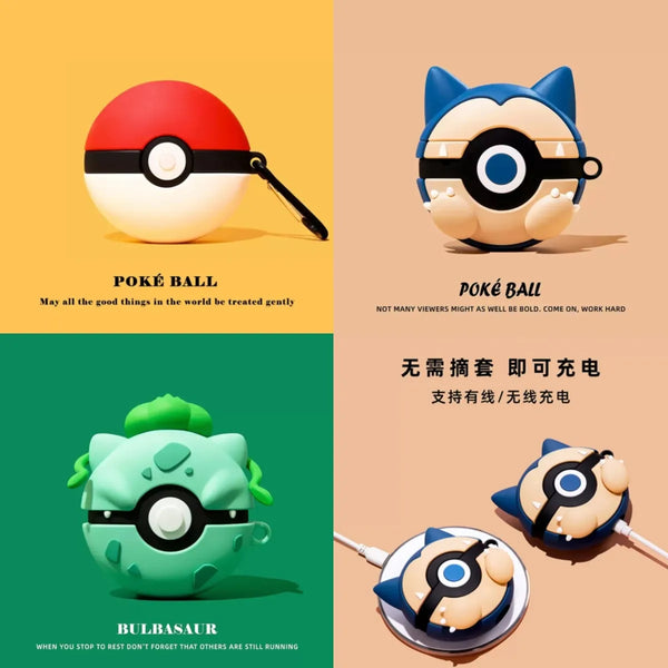 Cute Cartoon Pokeball Case For AirPods 1 2 3 4 Pro Pro 2 Pro