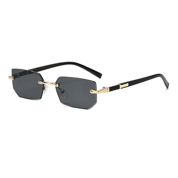 Rimless Cut-Edge Rectangle Sunglasses - UV400