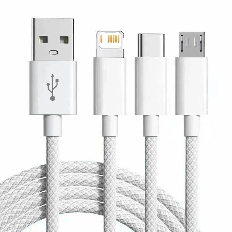 3In1 100W 6A Fast Charging Cable For iPhone Xiaomi POCO OPPO